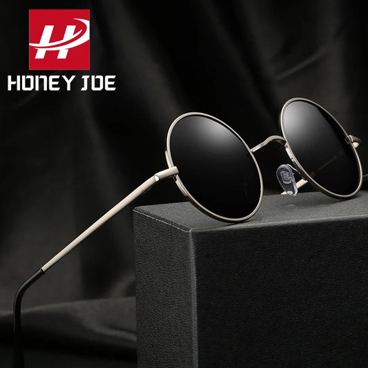 Vintage Polarized Retro Round Sunglasses for Men Women Brand Designer Metal Frame Fishing Sun Glasses Mirror Black Eyewear UV400