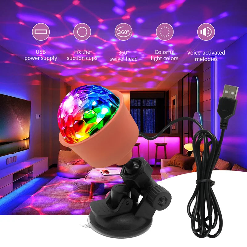 2PCS LED Novel and colorful projection lamps  USB Music Sync RGB Dream Colors  Suitable for: bedroom decorative lights, party ga
