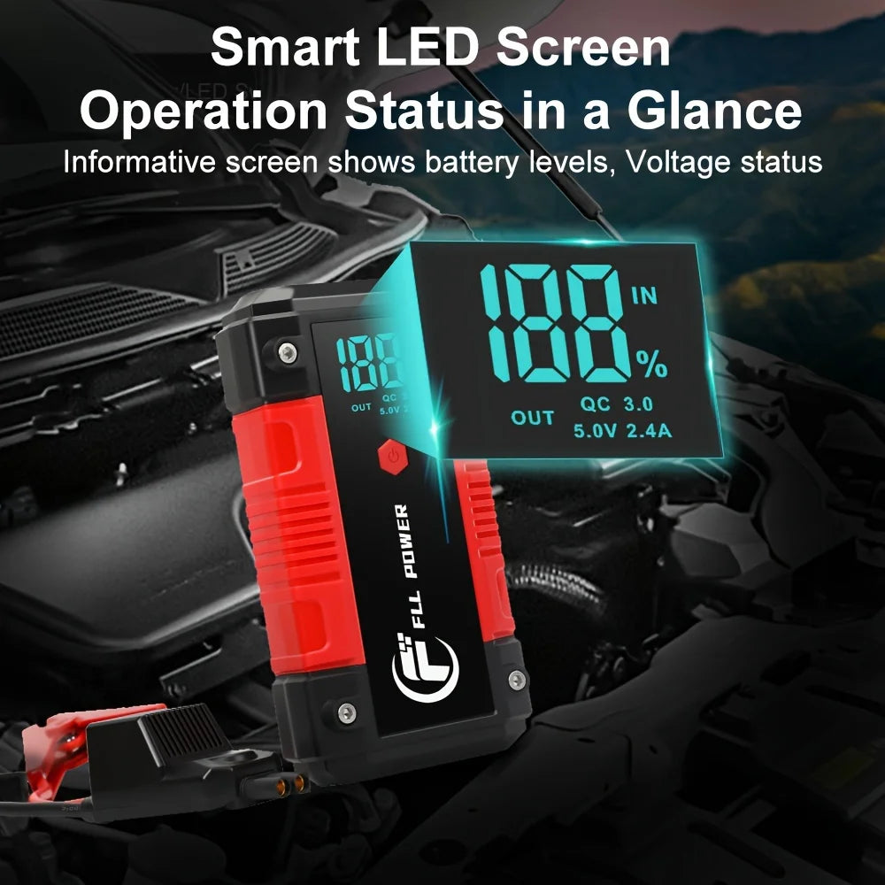 25800mAh 3500A Peak Car Jump Start Pack for up to 8.0L Gas and 7.0L Diesel,  with LCD Display & Dual USB Output & 12V DC Output
