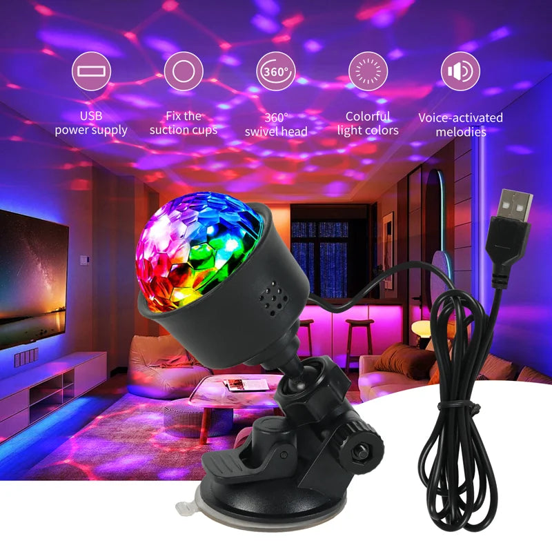 2PCS LED Novel and colorful projection lamps  USB Music Sync RGB Dream Colors  Suitable for: bedroom decorative lights, party ga