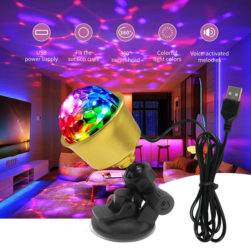 2PCS LED Novel and colorful projection lamps  USB Music Sync RGB Dream Colors  Suitable for: bedroom decorative lights, party ga