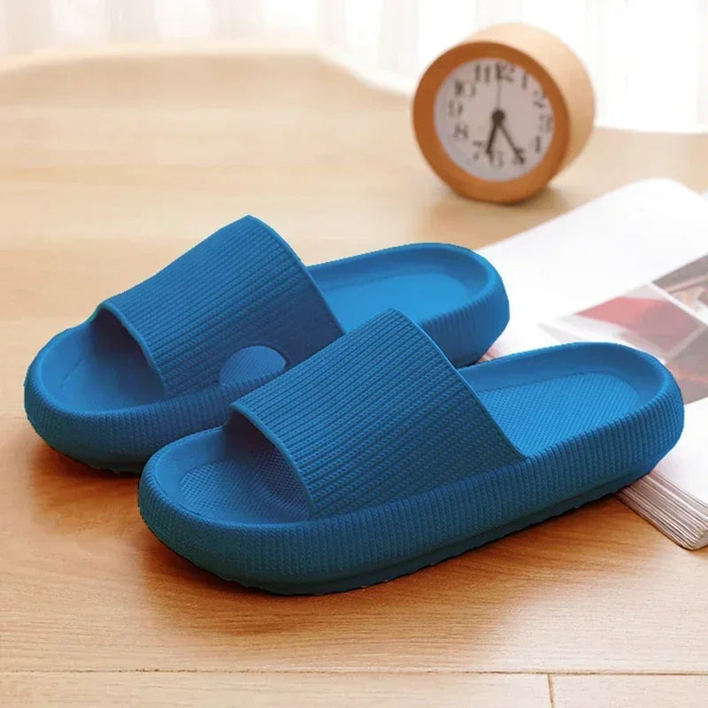 EVA Thick Sole 4cm Beach Slippers Cloud-Like Comfort Home Use Couple Height Increasing Indoor Solid Color Summer Sandals