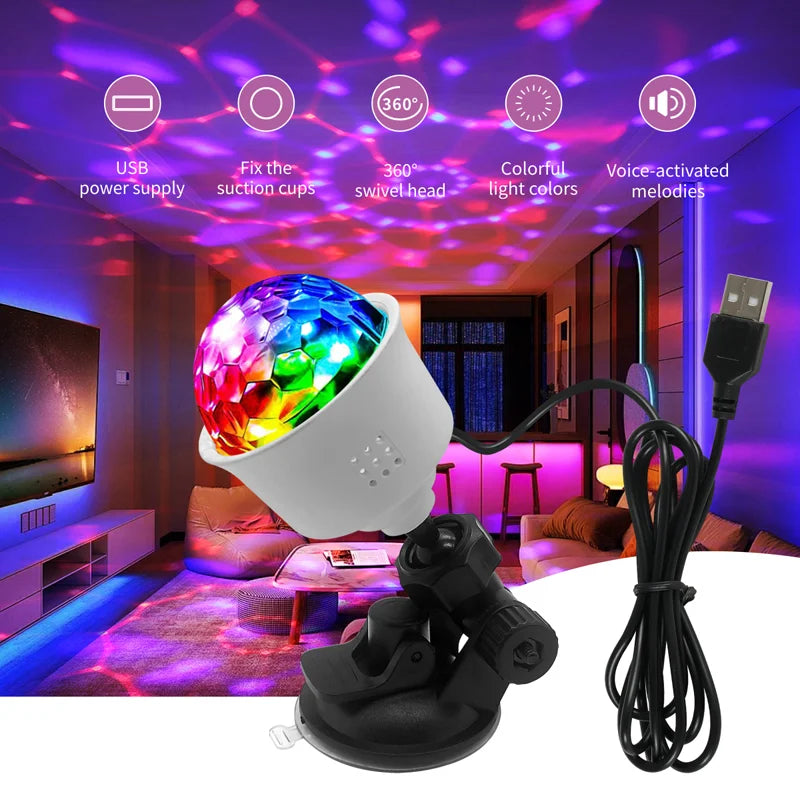 2PCS LED Novel and colorful projection lamps  USB Music Sync RGB Dream Colors  Suitable for: bedroom decorative lights, party ga
