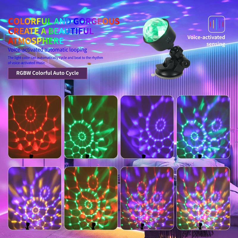 2PCS LED Novel and colorful projection lamps  USB Music Sync RGB Dream Colors  Suitable for: bedroom decorative lights, party ga