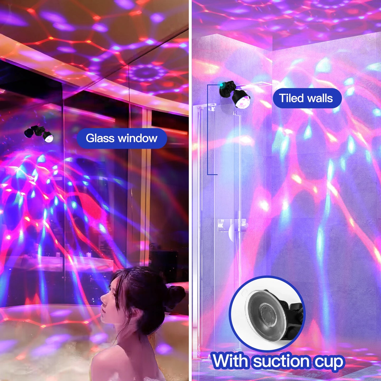 2PCS LED Novel and colorful projection lamps  USB Music Sync RGB Dream Colors  Suitable for: bedroom decorative lights, party ga